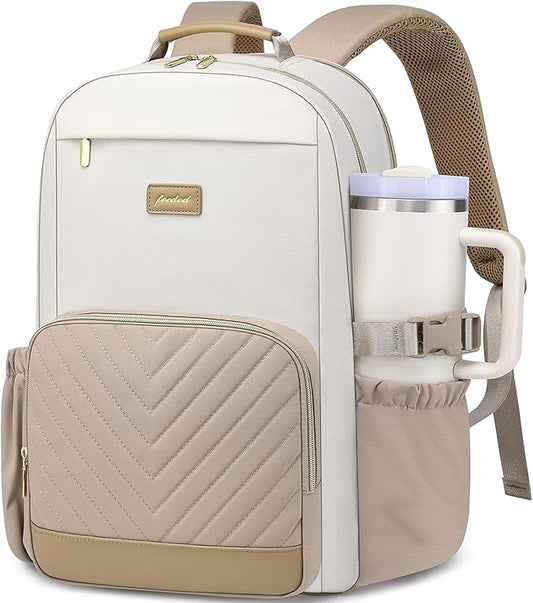 Laptop Backpack for Women Bookbag: 15.6 inch Work School Backpacks with Pouch Pocket for Large Capacity Cup & USB Charger College Book Bag Travel Business Nurse Teacher Bookbags Anti-theft Back Pack