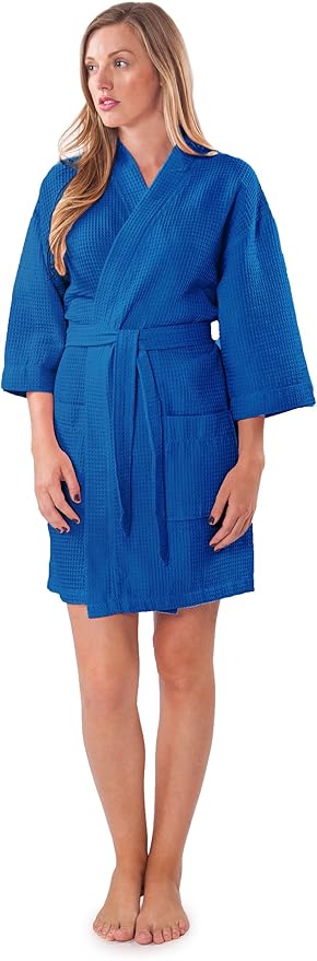 Turquaz Lightweight Short Robes For Women Waffle Kimono Bathrobe - Soft, Fast-Drying, Long-Lasting Cotton Blend