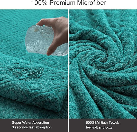 Ferdilan 4 Pack Large Bath Towels Set 35"x70" Oversized Bath Sheet Chair Towels, 600 GSM Ultra Soft & Absorbent Towels for Bathroom, Quick Dry Towel for Gym Hotel Camp Pool Green Blue