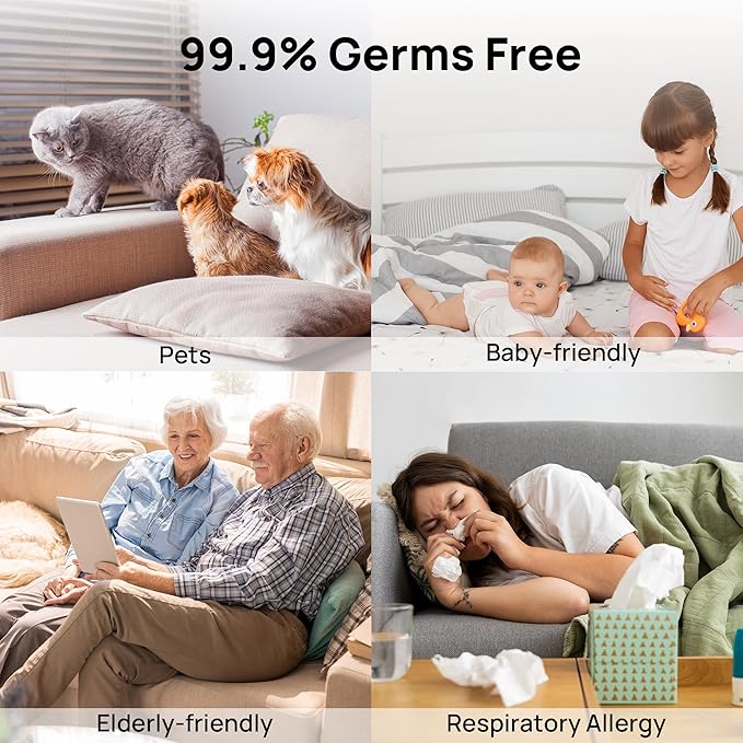 TURBRO 4L/1Gal 304 Stainless Steel Steam Humidifier, Warm Mist Humidifier for Bedroom Baby Nursery, 500 mL/h Output, Dishwasher Safe, Easy to Clean, 2 Misting Levels with Sleep Mode 1-12h Timer, GLS04