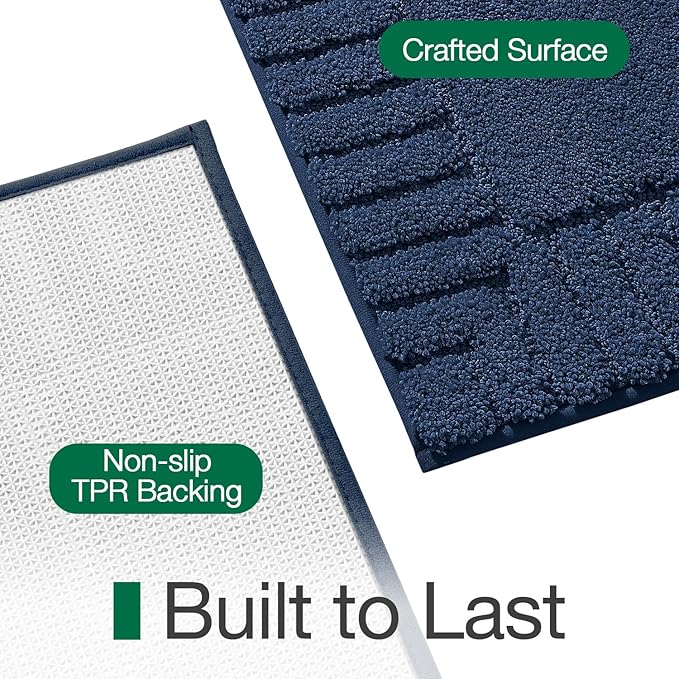 LUMI Bathroom Rugs Non Slip with Rubber Backing, Extra Soft Plush Microfiber Bath Rug Absorbent, Machine Washable Bath Mat Quick Dry for Tub, Shower, Hotel, Blue, 24"x36"