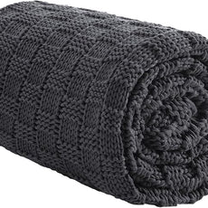 Knitted Weighted Blanket for Adult, No Beads Heavy Blanket 48” x 72'' 10lbs, Breathable Chunky Knit Blanket, Cooling Weighted Blanket for Hot Sleepers, Christmas Home Decor (Dark Grey)
