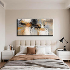Abstract Canvas Wall Art - Large Framed Gray and Orange Paintings - Modern Wall Art Decor for Living Room & Office - Includes Pictures for Home Decoration Artwork for Bedroom 24×48IN