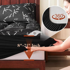 100% WaterprooTwin Size Mattress Topper, Thick Pillow Top Mattress Pad，Up to 21 Inch Deep Pocket, Soft Breathable Mattress Pad for Back Pain, Protector Cover(Black)