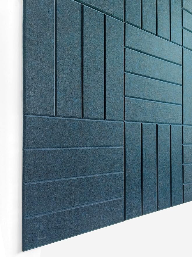 Felt Bulletin Board Tiles | Modern Cork Board Alternative | Large Cork Boards for Walls | Aesthetic Felt Wall Panels for Office & Home Decor | Pinboard & Photo Board (12-Pack) | Prussian Blue