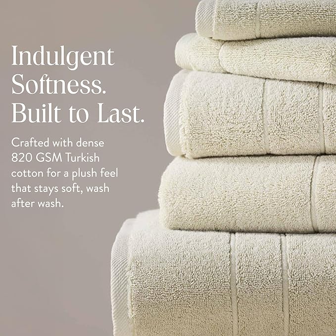 Brooklinen Super-Plush Turkish Cotton Hand Towels - Set of 2 - Cotton, 820 GSM, Highly Absorbent, Machine Washable, Perfect for Home & Bathroom (20" x 30", Stone)