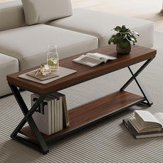 IBF Wood Entryway Bench Indoor, Industrial Wooden Metal Entry Shoe Storage Bench in Bedroom, Farmhouse Hallway Shoe Rack Bench Seating for Foyer Living Dining Room End of Bed, Walnut, 47 Inch