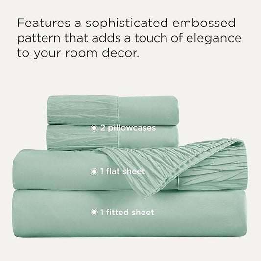 Bedsure California King Sheet Sets - 4 Pieces Soft Cal King Sheets - Breathable & Cooling - Hotel Luxury - Easy Care Polyester Microfiber Bedding for Women, Men, Mint Green
