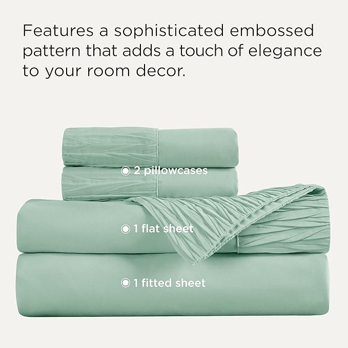 Bedsure Full Size Bed Sheets - 4 Pieces Soft Full Sheet Set - Breathable & Cooling - Hotel Luxury - Easy Care Polyester Microfiber Bedding for Women, Men, Mint Green