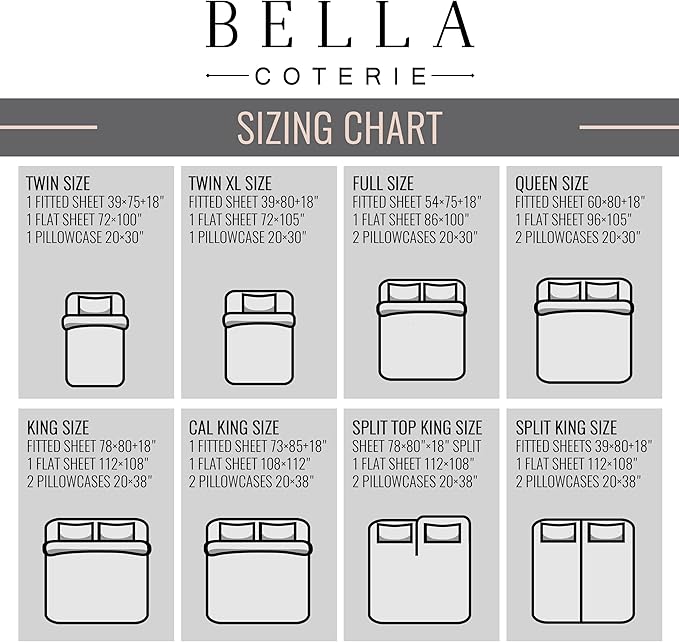 Bella Coterie Luxury Bamboo Viscose Full Size Sheet Set | 100% Organically Grown | Ultra Soft | Cooling for Hot Sleepers | 18" Deep Pocket [Black]