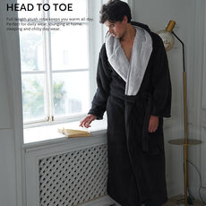 DAVID ARCHY Men's Hooded Robe Soft Coral Fleece Microfiber Bathrobe