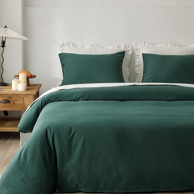 HeimenAogo Egyptian Cotton Duvet Cover Set Full, Ultra Soft and Breathable Comforter Cover with Zipper Closure, High Thread Count Long Staple Cotton Blanket Cover 3Pcs 80"×90", Silver Pine