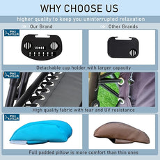 PHI VILLA XXL Oversized Padded Zero Gravity Chair Set of 2, Foldable Patio Recliner, 30