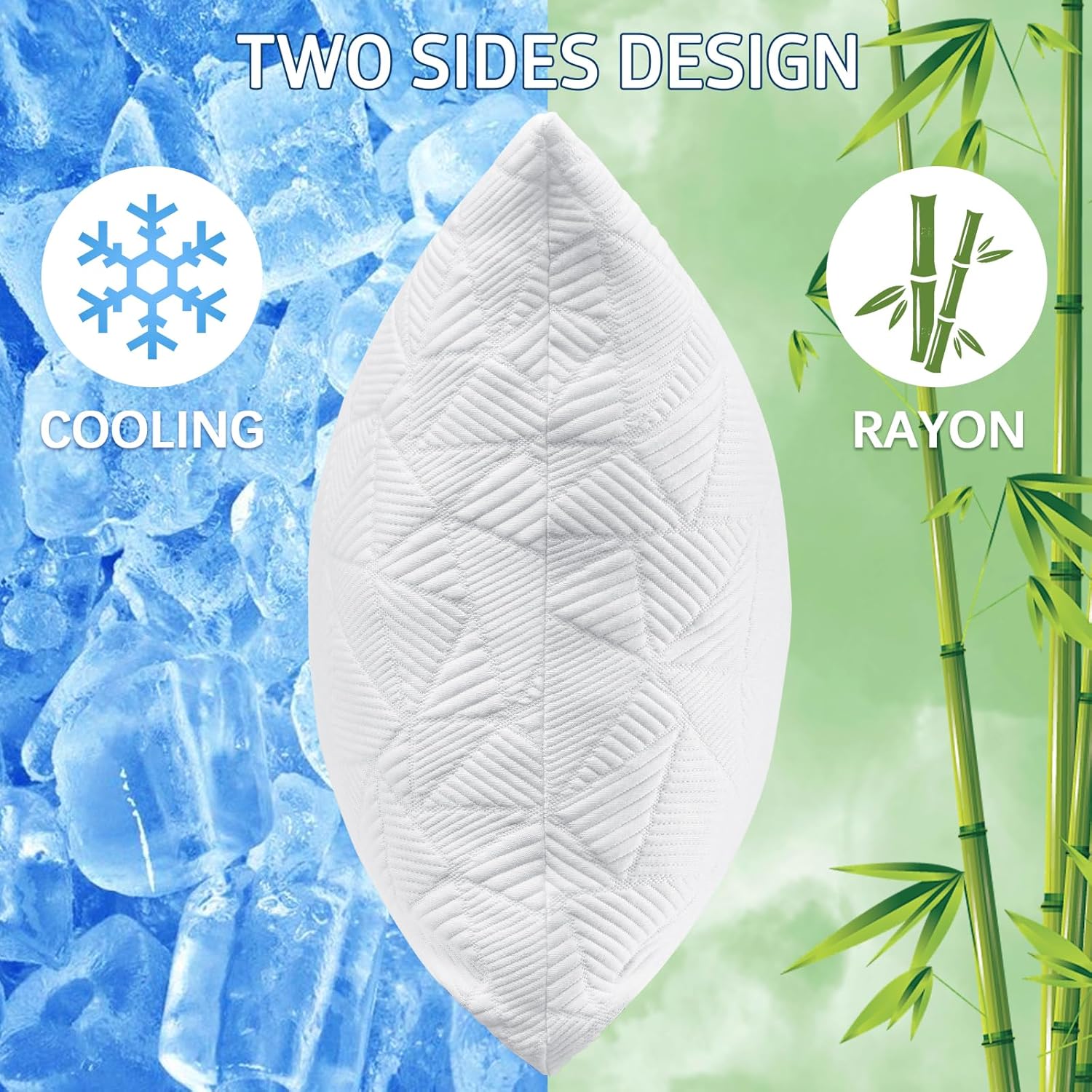 BETU Standard Pillow, Cooling Shredded Memory Foam Pillow for Hot Sleepers College Dorm Room Essentials, Adjustable Firm Gel Cool Pillow for Back Pain and Side Sleeping, Birthday Gifts for Boyfriend Dormly
