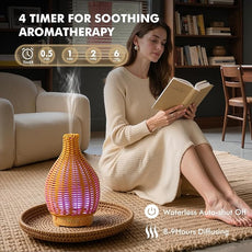 Essential Oil Diffuser Aromatherapy Diffuser-150ml Ultrasonic Fragrance Diffuser Humidifier Whisper Quiet Timer Setting 7 LED Colors Changing Lights for Home Office Decor & Gift (Handwoven)