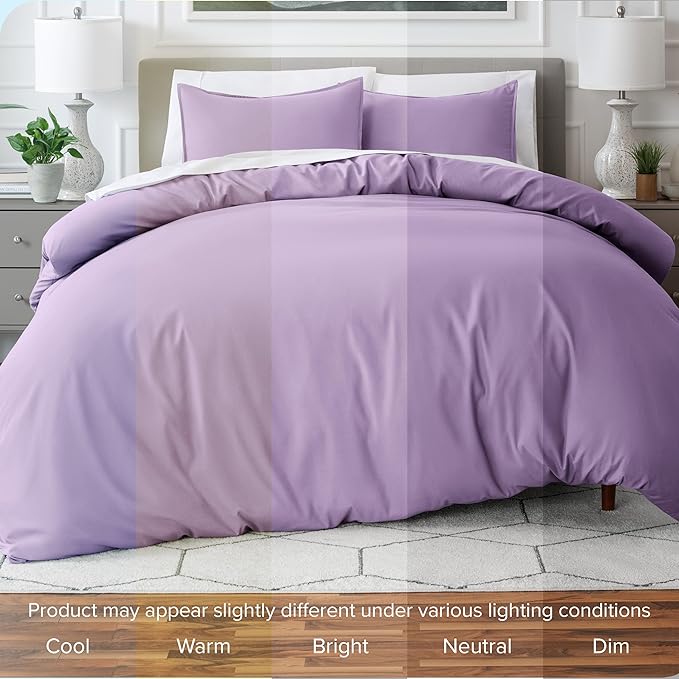 Bare Home Bedding Duvet Cover Queen Size - Premium 1800 Super Soft Duvet Covers Collection - Lightweight & Cooling - Soft Breathable Bedding (Queen, Lavender)