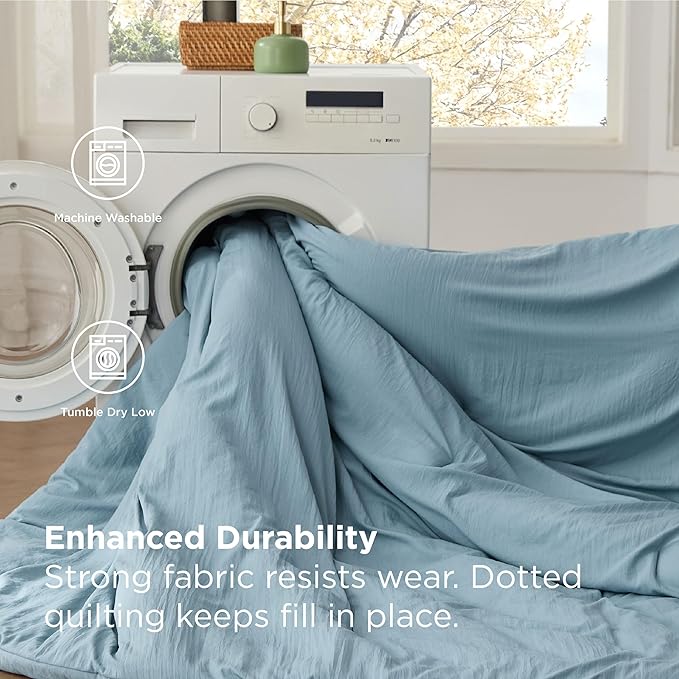 Bedsure Full Size Comforter Set, Dusty Blue Soft Prewashed Bedding for All Seasons, 7 Pieces Warm Winter Down Alternative Bed Set, Fluffy Bed in a Bag with Sheets, Pillowcases & Shams