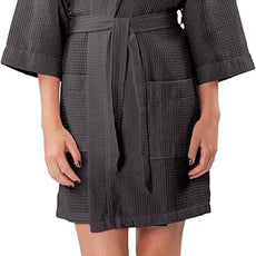 Turquaz Lightweight Short Robes For Women Waffle Kimono Bathrobe - Soft, Fast-Drying, Long-Lasting Cotton Blend