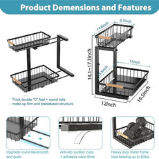 Under Sink Organizer Storage 2 Pack, 2 Tier Slide Out Height Adjustable Pull Out Cabinet Organizer Drawer for Kitchen Bathroom Large Under Sink Shelf Rack Caddy for Pantry, Black
