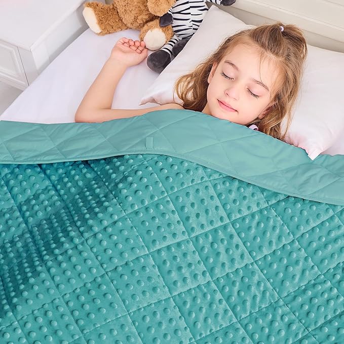 yescool Weighted Blanket 3 Pounds Teal Heavy Blankets for Sleeping, Microfiber Weighted Throw Blanket Breathable Warm Fleece Minky Blanket for 20-40lbs, 36"x48"