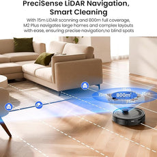 Lefant LiDAR Robot Vacuum and Mop Combo,75-Days Self-Emptying,6000Pa Powerful Scution,Multi-Floor Mapping, No-Go Zones,140 Min Runtime,2.4G/5G WiFi/Alexa/APP/iWatch,M2 Plus Black