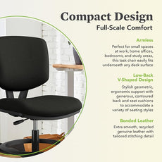 HON Volt Standing Desk Chair, Leather Office Chair with Foot Rest, Armless Drafting Stool, Ergonomic Recline and Center Tilt, for Computers, Offices, Work, Black
