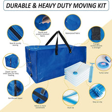 10 Pack Heavy Duty Extra Large Moving Bags with Backpack Straps & Vacuum Storage Bags, Moving Totes with Handles for Space Saving, Christmas Storage Bags for Wreaths, Garlands, Decoration & Ornaments