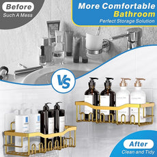 EUDELE 5-Pack Rustproof Stainless Steel Shower Caddy – No Drill Adhesive Bathroom Organizer with Large Capacity, Spacious Shower Shelves for Inside Shower, Kitchen & Home Decor Storage-XL Size