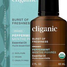 Cliganic Organic Peppermint Essential Oil - 100% Pure Natural for Aromatherapy Diffuser | Non-GMO Verified (Packaging May Vary)