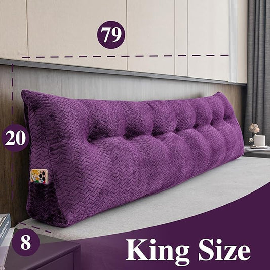 Large Bolster Triangular Headboard Wedge Backrest Positioning Support Bed Rest Reading Pillows Headboard Wedge Pillows for Day Bed with Removable Cover
