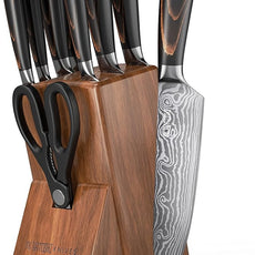 Yatoshi 9 Piece Block Set - Pro Kitchen Knife Set Ultra Sharp High Carbon Steel with Ergonomic Handle