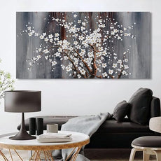 AJAZIKO Plum Blossom Canvas Wall Art Brown Wall Decor Living Room Bedroom Pictures for Over Bed Framed Artwork for Wall Modern Canvas Paintings for Decorations Office Decor