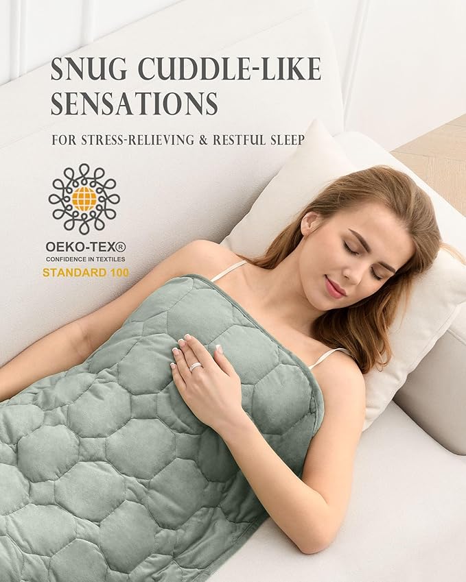Weighted Lap Blanket 7lbs, Cozy Luxury Crystal Velvet Weighted Blanket for Adults, Small Weighted Blanket for Relaxation, Sleeping, Travel, Sage Green, 29" x 24"
