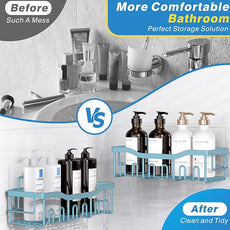 EUDELE Shower Caddy 2 Pack, Adhesive Shower Organizer for Home Decor & Kitchen Organizers, No Drilling, Rustproof Stainless Steel Bathroom Shelves