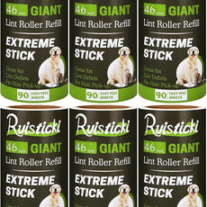 4.6 inch Lint Roller Refills Compatible with Evercare Giant Lint Rollers and T Handle Pet Hair Roller Extreme Stick 90 Sheets Each Refill Roll (Pack of 6, 540 Sheets Total)