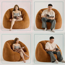 Swivel Giant Bean Bag Chair for Adults - Comfy Plush Round Shell Soft Accent Chair, Oversized Cozy Floor Sofa for Living Room, Bedroom & Game Rooms, Orange