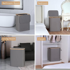 150L Laundry Hamper with Lid-Large Laundry Basket with Bamboo Handles, Grey Hampers for Laundry, Dirty Clothes Hamper with 2 Removable Inner Bags for Clothes Toys Towels