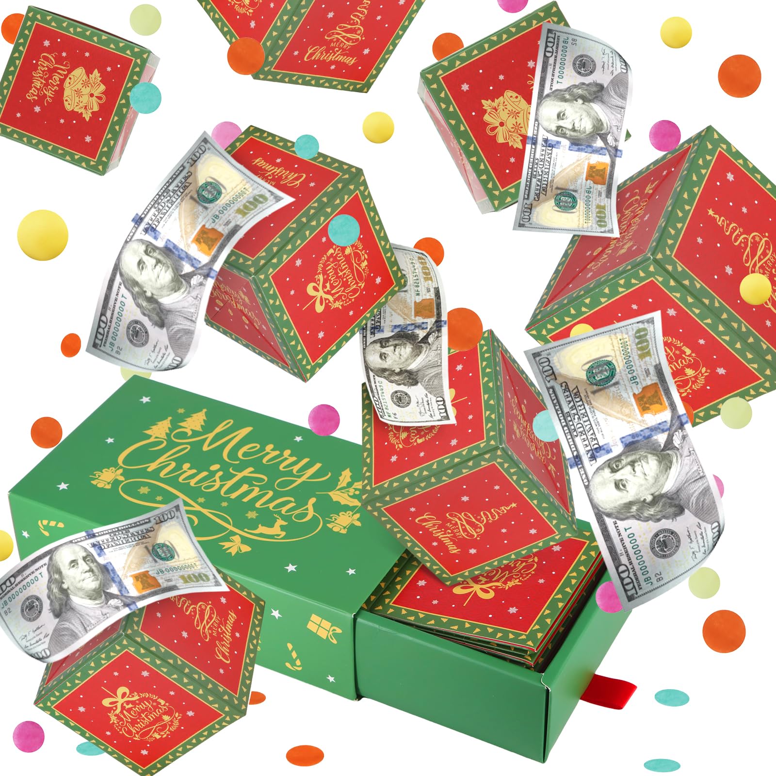 Happy Birthday Surprise Gift Box Explosion for Money - DIY Pop Out Folding Bounce Explosion Gift Box with Confetti - Birthday Money Bank - Cash Gift Idea for Women Men Kids (Pink)