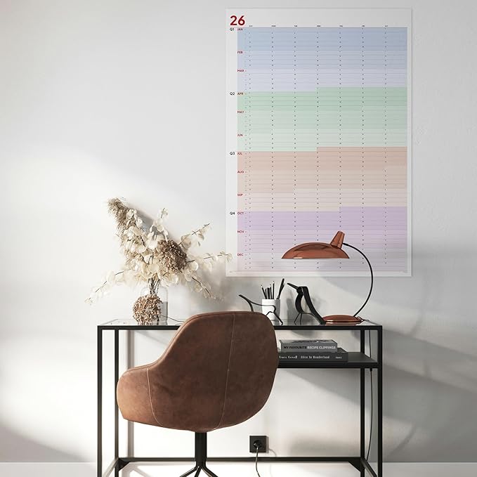 2026 Wall Calendar Large (39 x 27 inches - Rolled) Dry Erase Calendar for Wall, Vertical, Quality Large Print, Gloss Lamination, Special Continuous Design.