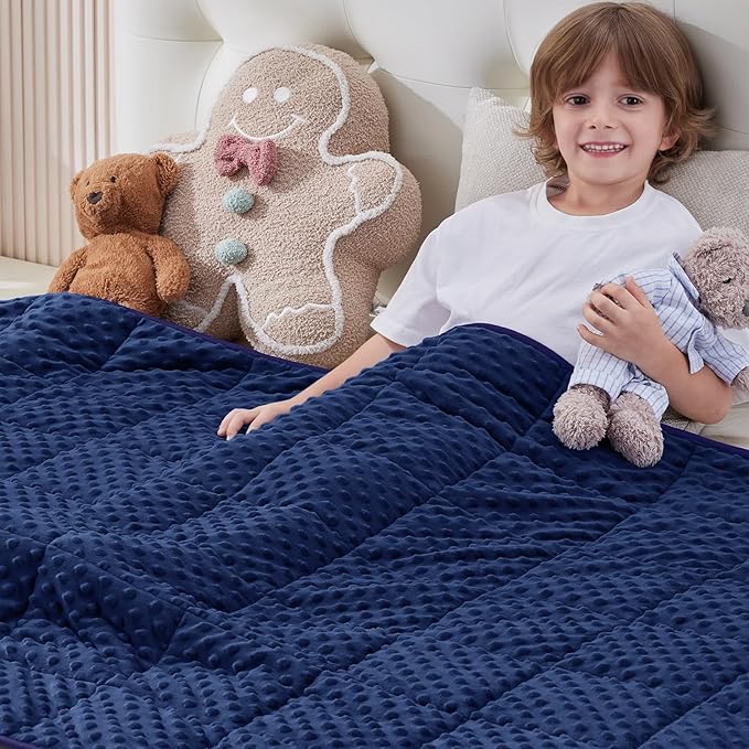 anfie Weighted Blanket Kids(48"x72" 6lbs) Weighted Blanket Cooling Blanket for Sleeping,Throw Size Breathable Blanket with Premium Glass Bead(Blue)