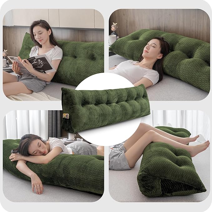 Large Bolster Triangular Headboard Wedge Backrest Positioning Support Bed Rest Reading Pillows Headboard Wedge Pillows for Day Bed with Removable Cover