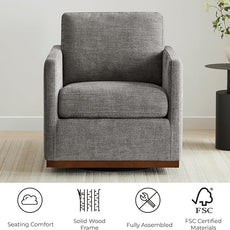 CHITA Swivel Accent Chair, FSC Certified Mid Century Modern Arm Chair for Living Room and Bedroom, Fully Assembled, Grey