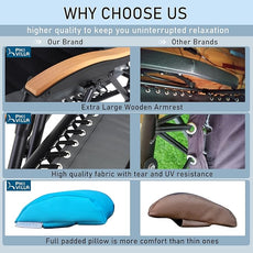 PHI VILLA XXL Oversized Padded Zero Gravity Chair, Foldable Patio Recliner, 30