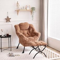 Tiita Lazy Chair with Ottoman, Modern Large Accent Lounge Chair, Leisure Sofa Armchair with Ottoman, Reading Chair with Footrest for Bedroom, Living Room, Dorm Rooms, Garden and Courtyard