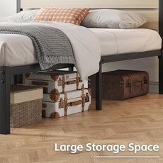 Queen Bed Frame with Headboard and Footboard, with Under Bed Storage, All-Metal Support System, No Box Spring Needed, Easy Assembly, Beige