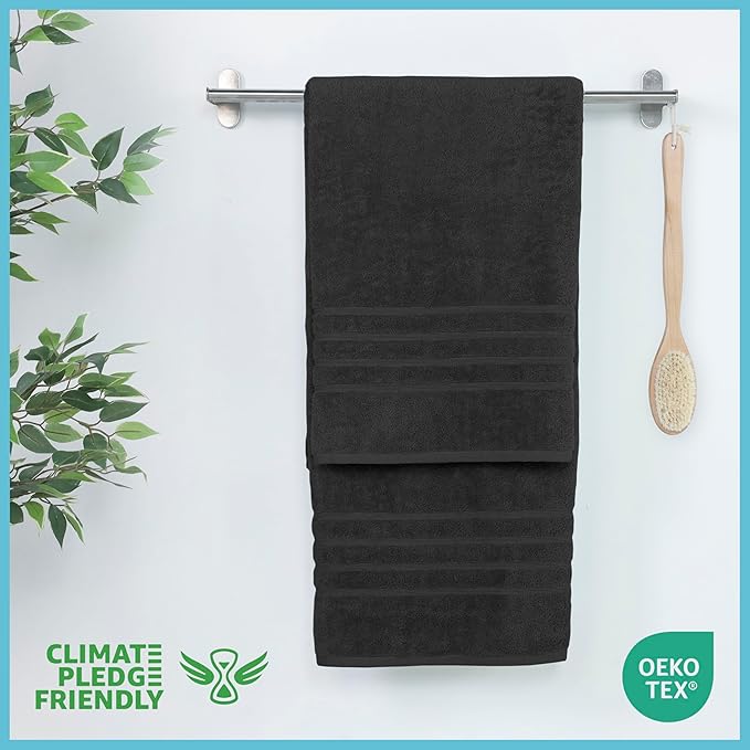 Martex 2-Pack Ultimate Performance Bath Sheet Set – 100% Cotton – 33” x 65” – Extra Large Bath Towels – Versatile – Low-Linting – Supersoft Bathroom Set – Super Absorbent – Easy Care – Black