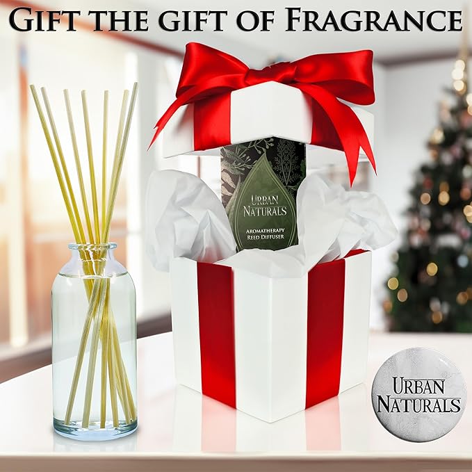 Urban Naturals Sensual Amber Blossoms Reed Diffuser Set | Made with Essential Oils & Real Botanicals | Sweet Amber, Night Blooming Jasmine, Sandalwood, Bergamot, Vanilla & Musk | Made in The USA