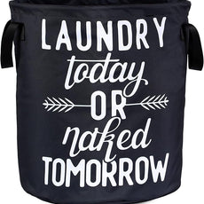 Wash Today Laundry Basket Foldable Oxford Cloth Funny Tote Bag Laundry Hamper Clothes Storage Bucket Organizer For Bathroom/Laundry Storage/Bedroom Storage Basket 17.7x13.7 Inch
