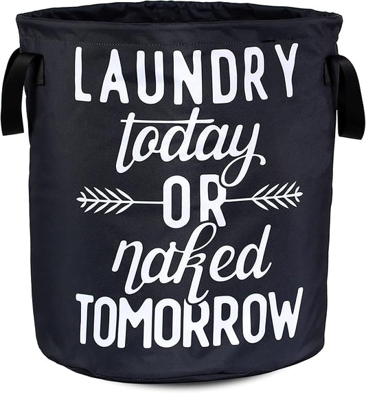 Wash Today Laundry Basket Foldable Oxford Cloth Funny Tote Bag Laundry Hamper Clothes Storage Bucket Organizer For Bathroom/Laundry Storage/Bedroom Storage Basket 17.7x13.7 Inch