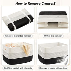 Blanket Basket,Rectangle Woven Baskets for Storage,100L Laundry Basket for Decorative Nursery Blanket,Toys,Dirty Clothes and Magazine in Shelves,Baby Room,and Living Room